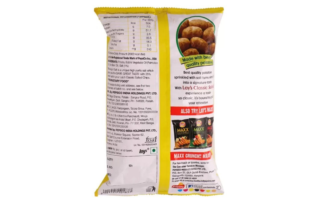 Lay's Classic Salted Potato Chips    Pack  52 grams